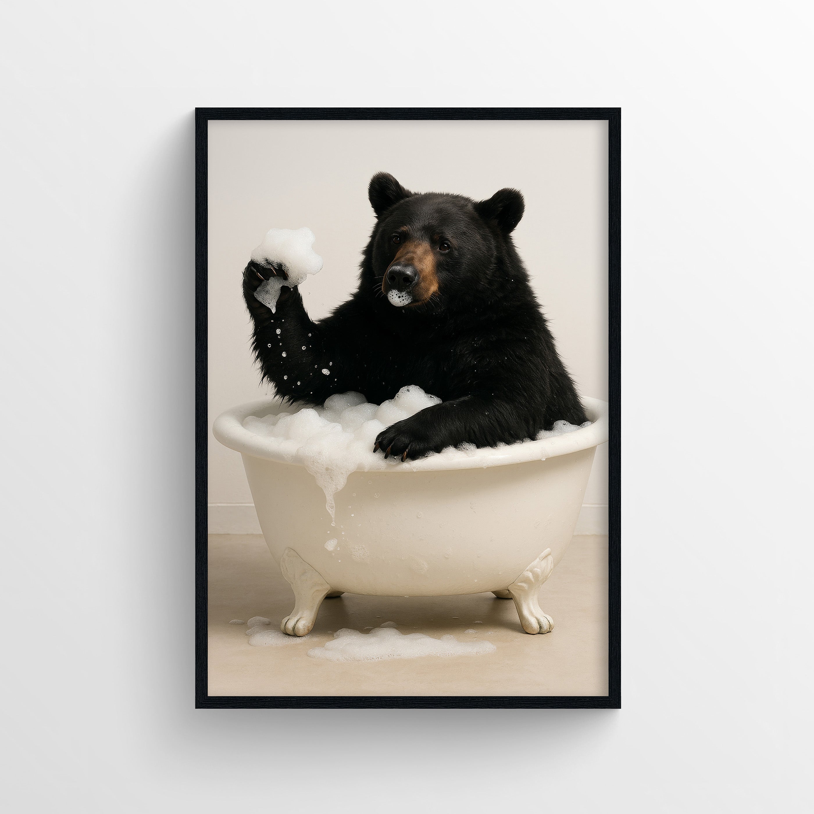 Black Bear Animal Bathroom Tub Poster | Bath Decor - CollegeWares