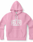 Pink hoodie with chunky white text that says “I Don’t Stir The Pot I Smoke It” — cute and cannabis-coded from CollegeWares.