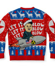 Back view of Kim Jong Un missile graphic and repeating “Let It Blow” text — provocative and politically charged design from CollegeWares.
