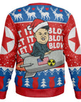 Back view of Kim Jong Un missile graphic and repeating “Let It Blow” text — provocative and politically charged design from CollegeWares.