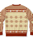 Back view of cream sweater with red snowflakes, paw prints, and no additional text — quirky canine humor from CollegeWares.