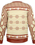 Back view of cream sweater with red snowflakes, paw prints, and no additional text — quirky canine humor from CollegeWares.