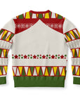 Back view of white sweater with star stripe pattern and no graphic or text — playful sarcastic style from CollegeWares.