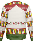 Back view of white sweater with star stripe pattern and no graphic or text — playful sarcastic style from CollegeWares.