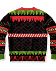 Back view of white sweater with star stripe pattern and no graphic or text — playful sarcastic style from CollegeWares.