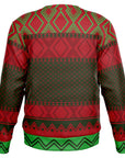 Back view of red and green geometric Christmas pattern with no text — festive geek style from CollegeWares.