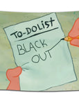 Flag featuring a cartoon Patrick Star's hand holding a “To-Do List” reading “Black Out” — funny drinking party flag from CollegeWares.