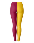 Back view of ASU-themed leggings featuring half gold, half maroon color blocking — perfect for showing Sun Devil pride from CollegeWares.