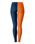 Back view of orange and navy leggings in bold Auburn colors with no text — collegiate pride style from CollegeWares.