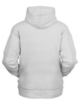 Light gray hoodie featuring a red, white, and blue logo parody with a silhouette tossing a ping pong ball — funny beer pong league sweatshirt from CollegeWares.
