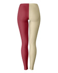 Back view of two-tone maroon and gold leggings with no graphics — bold Boston College athleisure from CollegeWares.