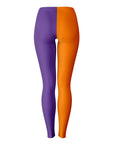 Back view of two-tone Clemson leggings in school colors and seamless fit — sporty spirit from CollegeWares.