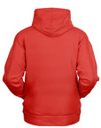 Bright red hoodie featuring a parody pizza logo with bold white and black text saying “Finna Nut” — funny college hoodie from CollegeWares.