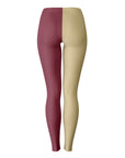 Back view of FSU leggings featuring two-tone garnet and gold panels — classic team color design from CollegeWares.