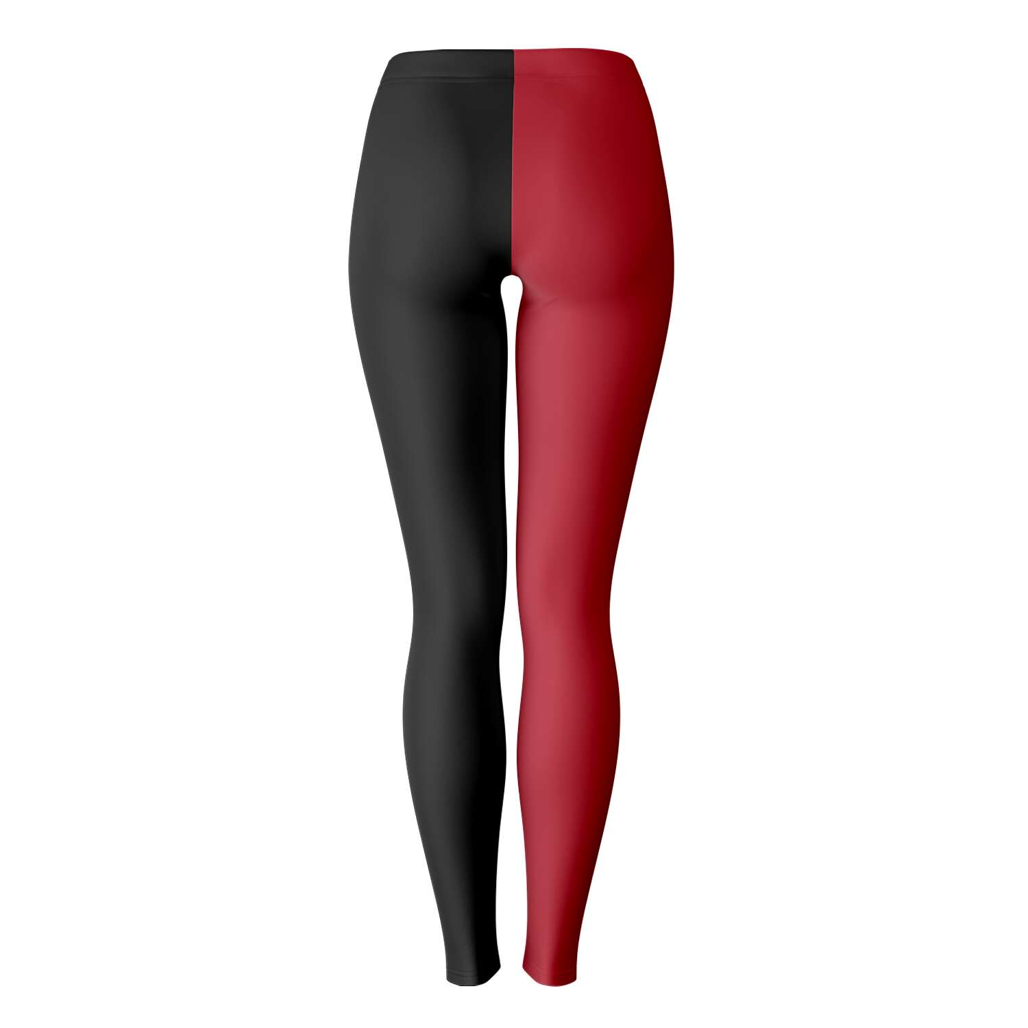 Back view of black and crimson Harvard leggings with sleek color blocking — preppy and modern from CollegeWares.