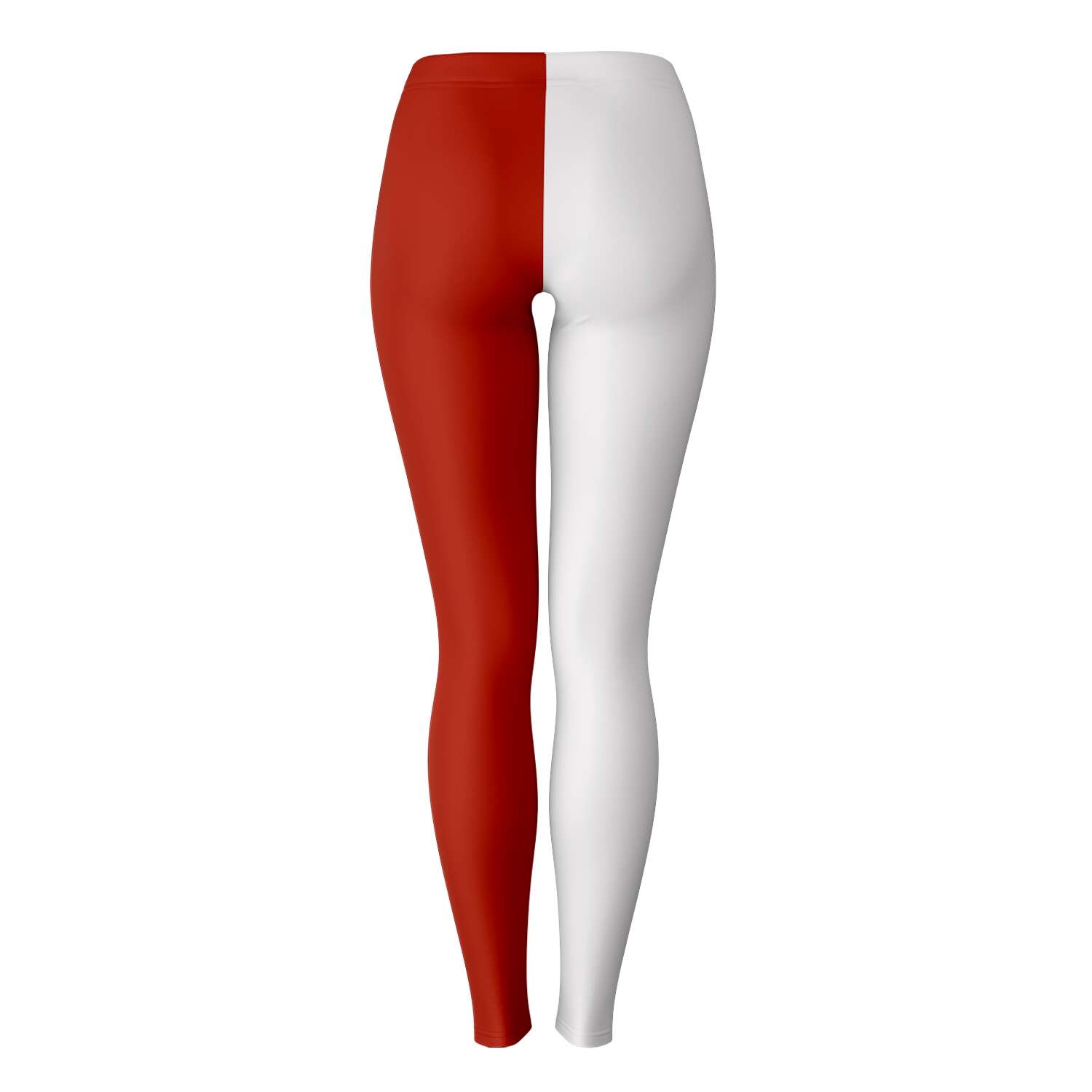Back view of crimson and white Indiana leggings with bold color blocking — college pride from CollegeWares.