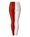 Back view of crimson and white Indiana leggings with bold color blocking — college pride from CollegeWares.