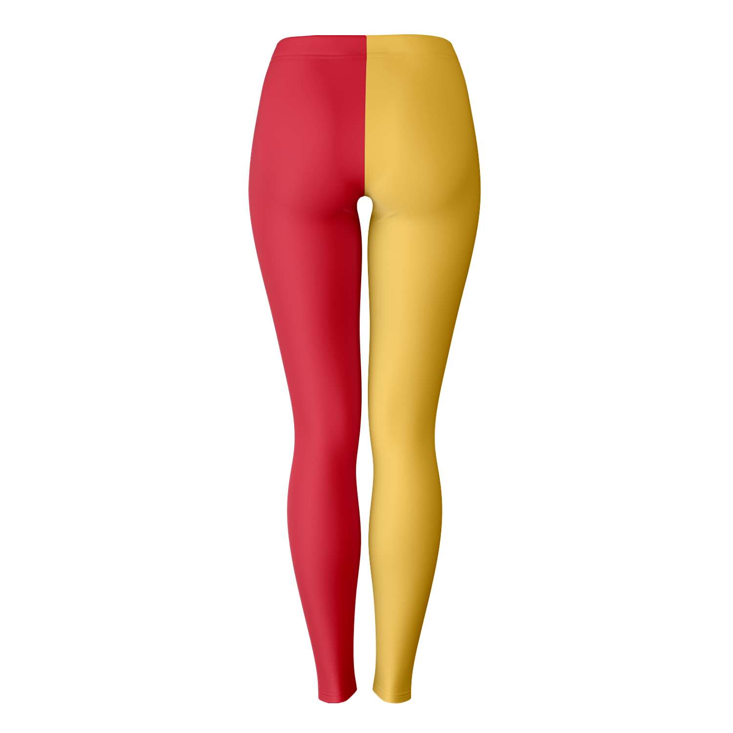 Back view of gold and cardinal leggings with clean color blocking — Cyclone pride from CollegeWares.
