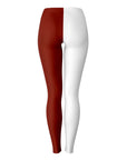 Back view of maroon and white Mississippi State leggings — split design for college pride.