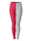 Front view of Ohio State University color leggings in red and gray — Buckeyes-themed apparel by CollegeWares.