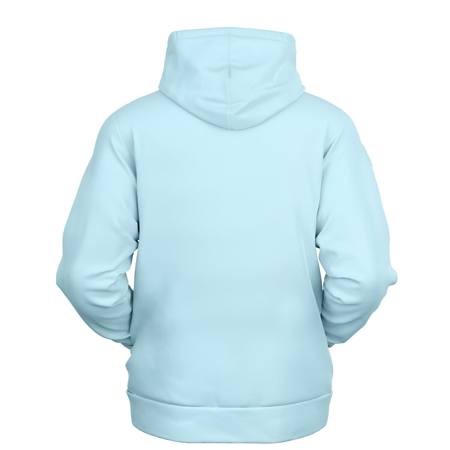 Light blue hoodie with bold black gothic font reading “Pushin” and a bright blue parking “P” icon — trendy rap-inspired hoodie from CollegeWares.