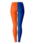 Back view of UF leggings with bold blue and orange split design — athletic college spirit style from CollegeWares.