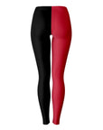 Back view of Georgia red and black split leggings with seamless stretch — spirited school apparel from CollegeWares.