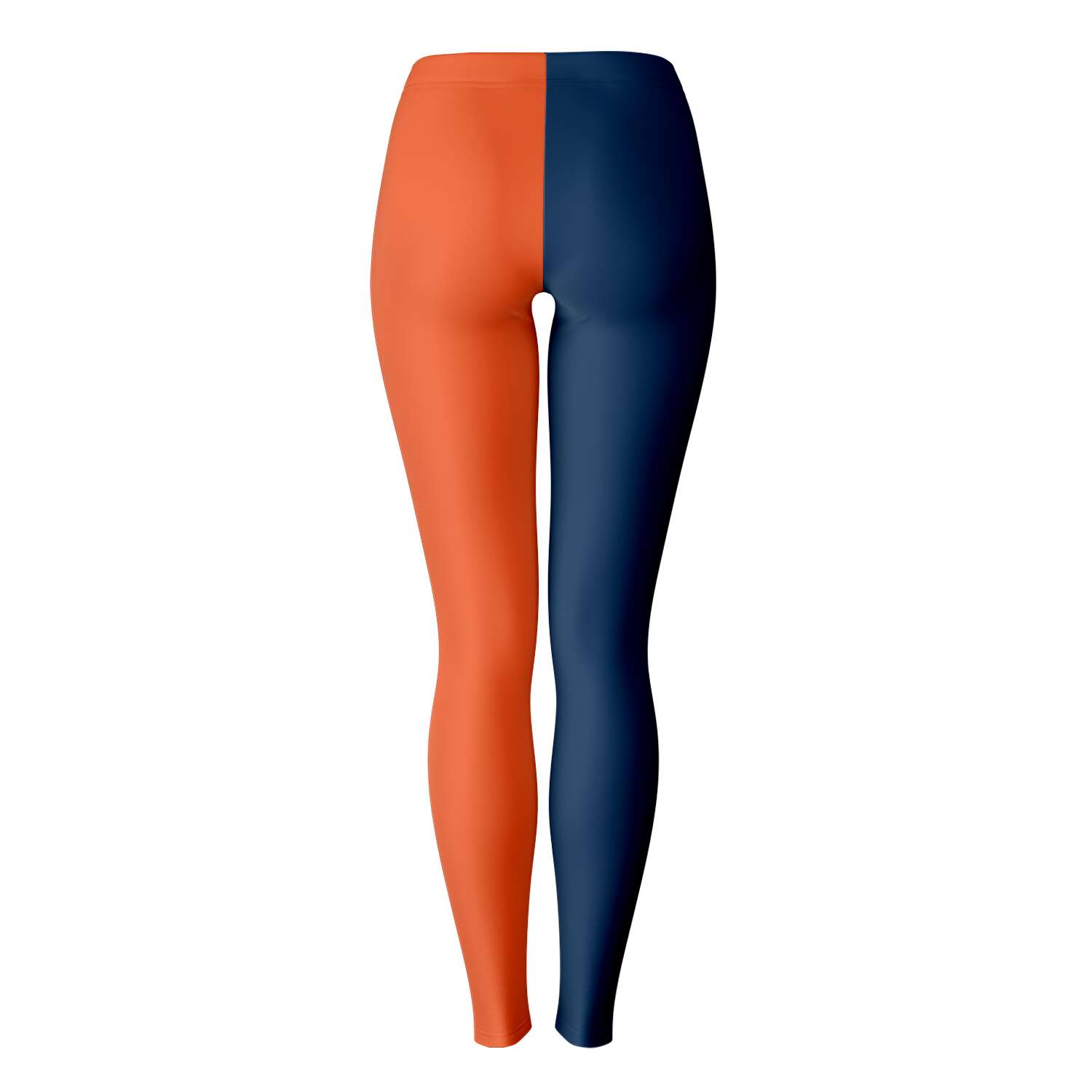 Back view of Illinois leggings with navy left leg and orange right leg — clean, athletic design from CollegeWares.