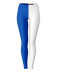 Front view of University of Kentucky color leggings in blue and white — spirited Wildcat apparel by CollegeWares.