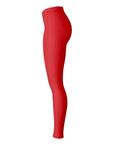 Right-side view of red panel Louisville leggings — fierce, athletic fanwear from CollegeWares.