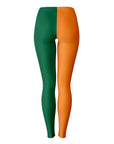 Back image of Miami leggings with vibrant split colors — bold Hurricanes fanwear from CollegeWares.