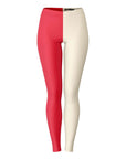 Front view of scarlet and cream University of Nebraska color leggings — Huskers game day gear by CollegeWares.