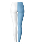 Back view of UNC color leggings with sleek split-leg design — college game day style by CollegeWares.
