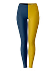 Front view of navy and gold University of Notre Dame leggings — split-leg fanwear from CollegeWares.
