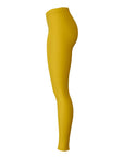 Right-side view of gold leg panel Notre Dame leggings — energetic and eye-catching style by CollegeWares.