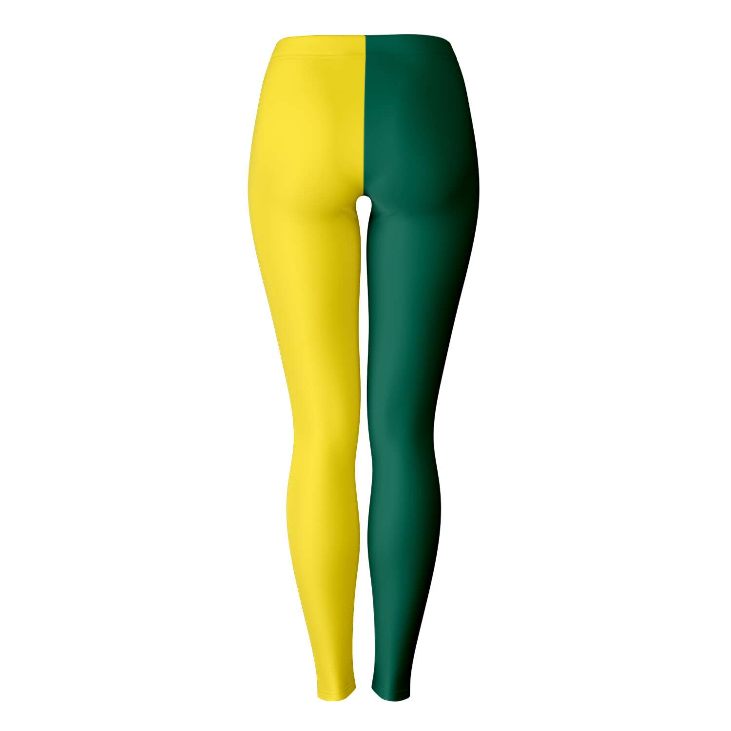 Back image of Oregon leggings in two-tone green and yellow — vibrant game day apparel from CollegeWares.