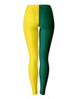 Back image of Oregon leggings in two-tone green and yellow — vibrant game day apparel from CollegeWares.