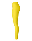 Right-side view of yellow panel Oregon leggings — energetic collegiate vibe by CollegeWares.