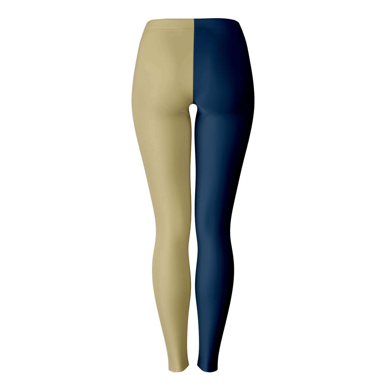 Back image of Pitt leggings with navy and gold split — college fanwear with edge by CollegeWares.