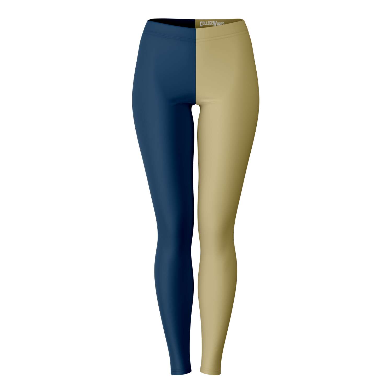 Front view of navy and gold University of Pittsburgh color leggings — bold Panther style from CollegeWares.
