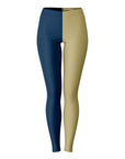 Front view of navy and gold University of Pittsburgh color leggings — bold Panther style from CollegeWares.