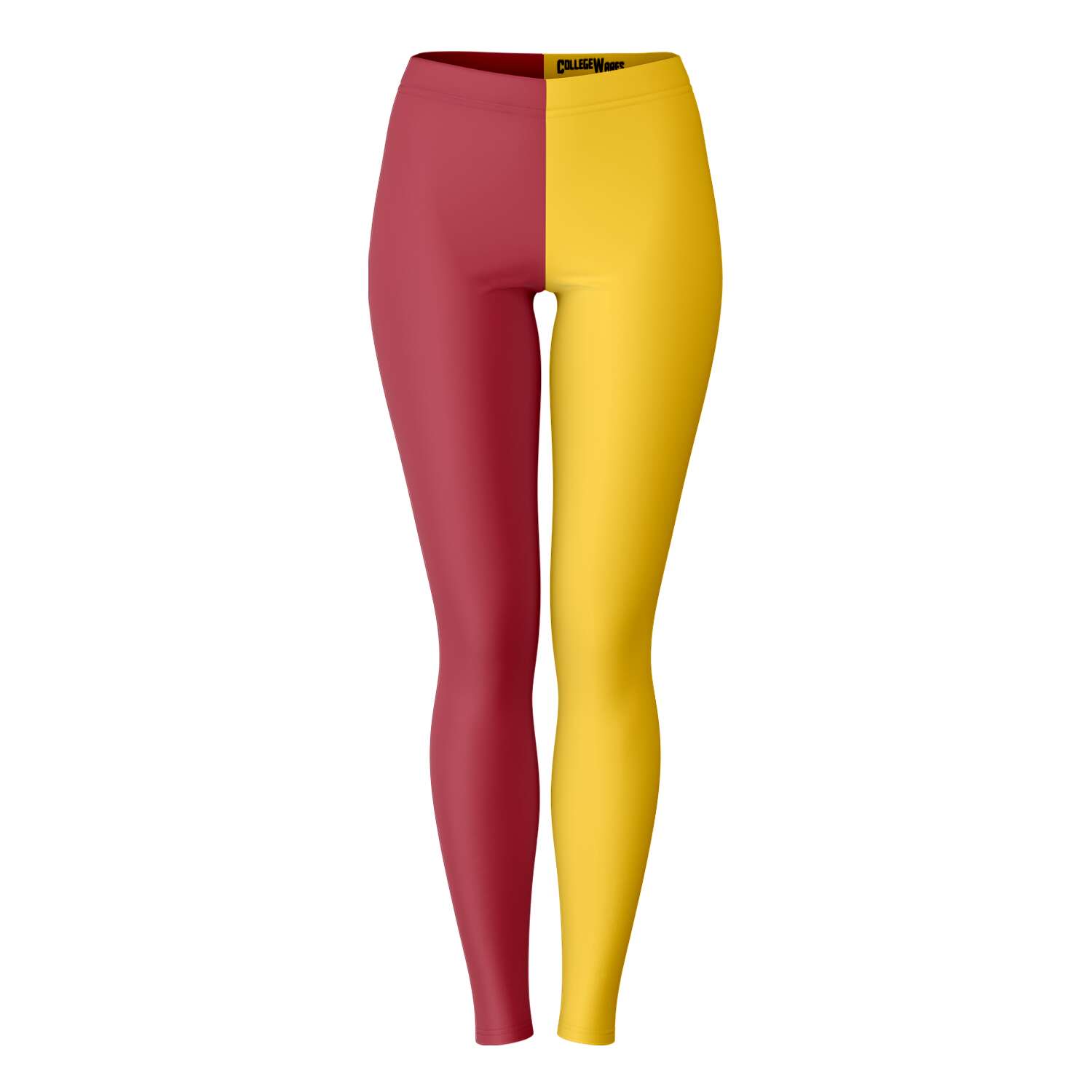 Front view of USC color leggings in cardinal and gold — bold school spiritwear by CollegeWares.