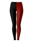 Front view of South Carolina color leggings in garnet and black — spirited Gamecocks apparel by CollegeWares.