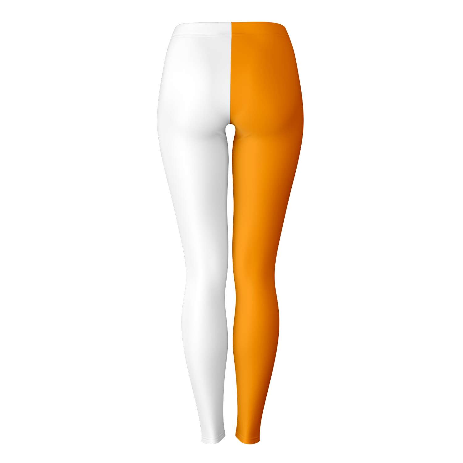 Back view of orange and white Tennessee leggings with clean split-panel design — game day ready by CollegeWares.