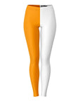 Front view of orange and white University of Tennessee color leggings with split design — spirited fanwear from CollegeWares.