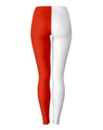 Back view of white and red Utah color leggings with sleek, athletic fit — game day pride by CollegeWares.