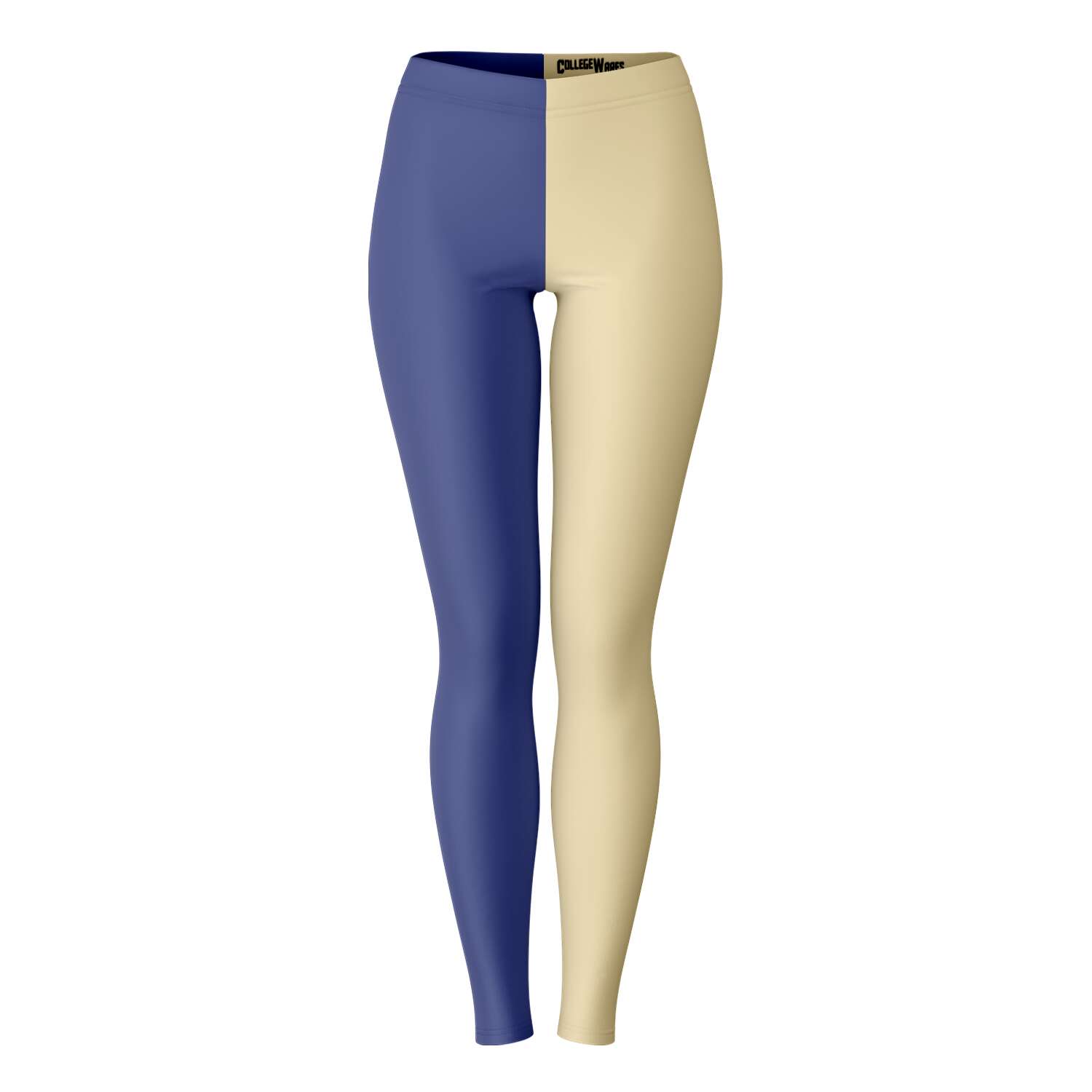 Front view of purple and gold University of Washington leggings — bold collegiate fanwear from CollegeWares.