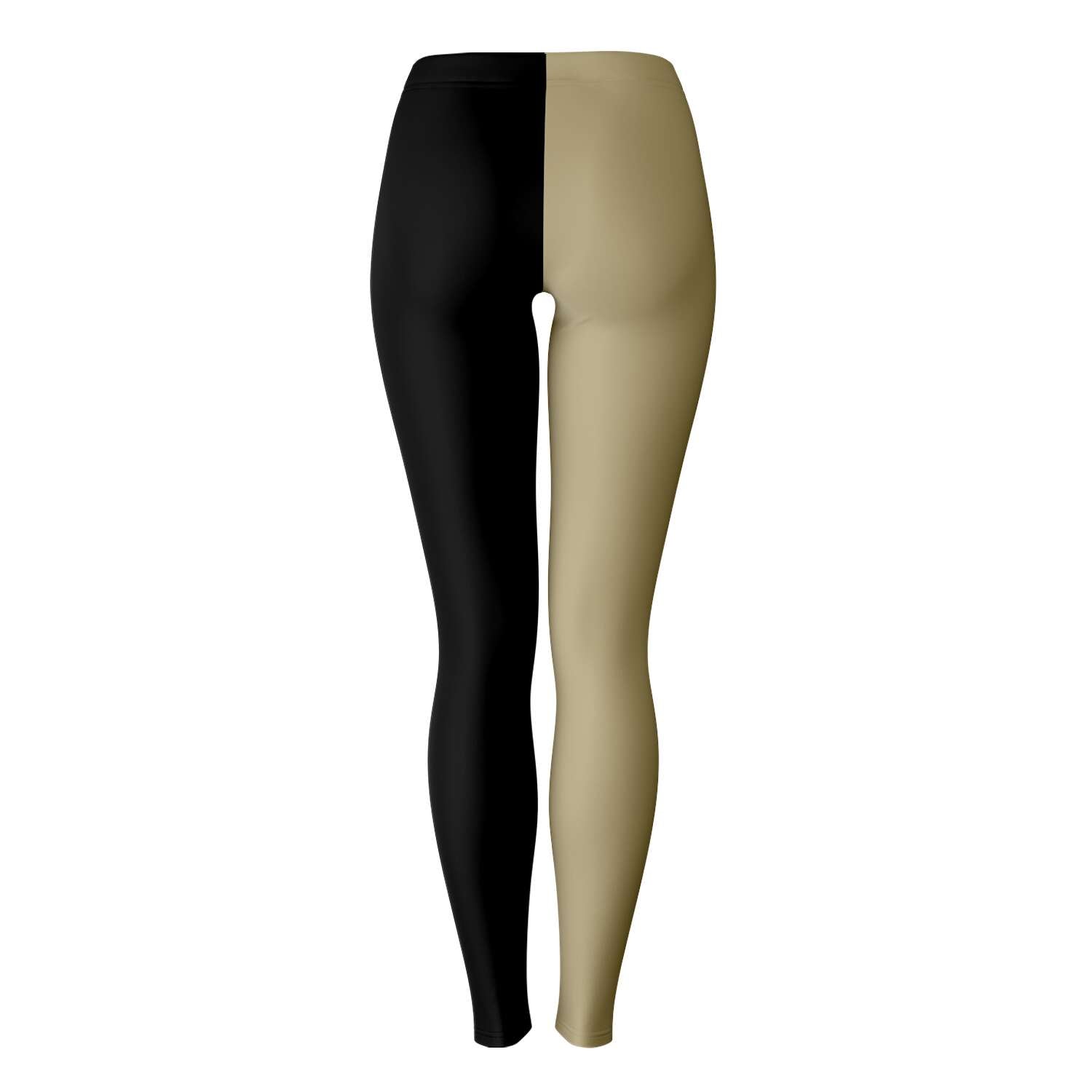 Back view of gold and black Vanderbilt color leggings with clean modern style — classic campus vibes from CollegeWares.