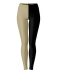Front view of gold and black Vanderbilt University color leggings with bold split-leg design — elite college fashion from CollegeWares.