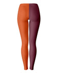 Back view of maroon and orange Virginia Tech color leggings with bold athletic look — college-ready style by CollegeWares.